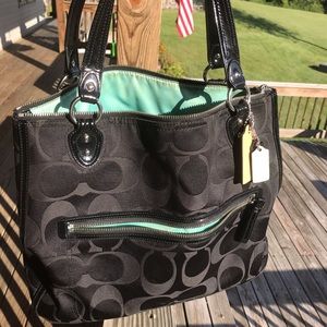 Black Coach Shoulder Bag - Cloth/Satin